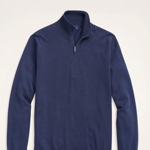 NWT Brooks Brothers Men's Supima Cotton Navy Blue Half Zip Polo Sweater SMALL